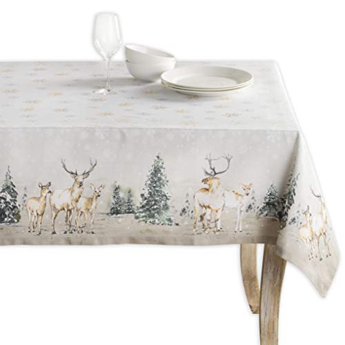 Maison d' Hermine Deer In The Woods 100% Baumwolle Tischdecke für Küche | Abendessen | Tischplatte | Dekoration Parteien | Hochzeiten | Thanksgiving/Weihnachten (Rechteck, 140cm x 180cm) von Maison d' Hermine