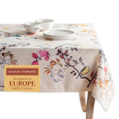 Maison d' Hermine Equinoxe(Beige) 100% Baumwolle Tischdecke für Küche | Abendessen | Tischplatte | Dekoration Parteien | Hochzeiten | Thanksgiving/Weihnachten (Rechteck, 140cm x 180cm) von Maison d' Hermine
