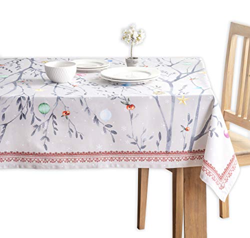 Maison d' Hermine Fairy Christmas 100% Baumwolle Tischdecke für Küche | Abendessen | Tischplatte | Dekoration Parteien | Hochzeiten | Thanksgiving/Weihnachten (Rechteck, 140cm x 180cm) von Maison d' Hermine