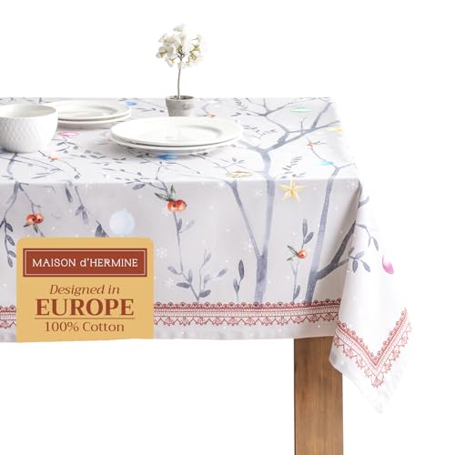 Maison d' Hermine Fairy Christmas 100% Baumwolle Tischdecke für Küche | Abendessen | Tischplatte | Dekoration Parteien | Hochzeiten | Thanksgiving/Weihnachten (Rechteck, 160cm x 220cm) von Maison d' Hermine