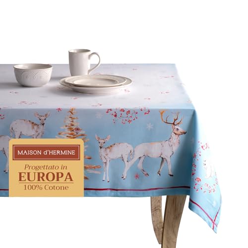 Maison d' Hermine Fairytale Forest 100% Baumwolle Tischdecke für Küche | Abendessen | Tischplatte | Dekoration Parteien | Hochzeiten | Thanksgiving/Weihnachten (Rechteck, 140cm x 180cm) von Maison d' Hermine