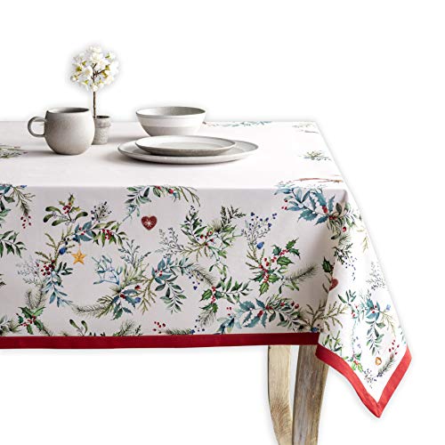 Maison d' Hermine Holly Time 100% Baumwolle Tischdecke für Küche | Abendessen | Tischplatte | Dekoration Parteien | Hochzeiten | Thanksgiving/Weihnachten (Rechteck, 160cm x 220cm) von Maison d' Hermine
