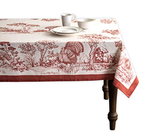 Maison d' Hermine Holy Jouy(Red) 100% Baumwolle Tischdecke für Küche | Abendessen | Tischplatte | Dekoration Parteien | Hochzeiten | Thanksgiving/Weihnachten (Rechteck, 140cm x 180cm) von Maison d' Hermine