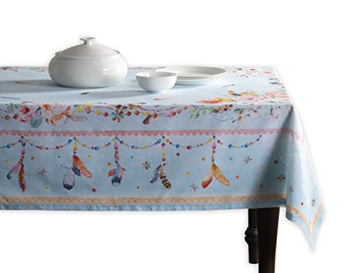 Maison d' Hermine Tischdecken, 100% Baumwolle, 160cm x 220cm dekorative quadratische Oster-Tischdecke, waschbare Tischdecke für Feiertagsessen, Hochzeit, Babyparty, Ibiza - Blue – Frühling/Sommer von Maison d' Hermine