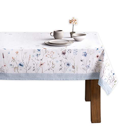 Maison d' Hermine Ice Floral 100% Baumwolle Tischdecke für Küche | Abendessen | Tischplatte | Dekoration Parteien | Hochzeiten | Thanksgiving/Weihnachten (140cm x 180cm) von Maison d' Hermine