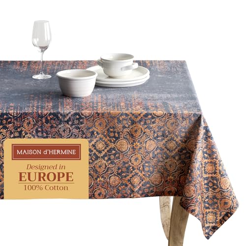 Maison d' Hermine Imperfection Tischdecke aus 100 % Baumwolle, für Küche, Esszimmer, Dekoration, Partys, Hochzeiten, Thanksgiving, Weihnachten, quadratisch (137 x 137 cm) von Maison d' Hermine