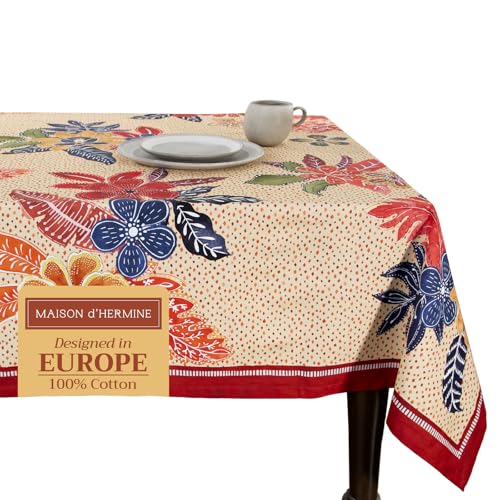 Maison d' Hermine Tischdecke, rechteckig, 100 % Baumwolle, Tischdecke für Esszimmer, Bauernhaus, Zuhause, Hotel, Partys und Hochzeiten, Geschenke zum Muttertag (Kalahari, 140 x 230 cm) von Maison d' Hermine