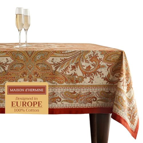 Maison d' Hermine Kashmir Paisley 100% Baumwolle Tischdecke für Küche | Abendessen | Tischplatte | Dekoration Parteien | Hochzeiten | Thanksgiving/Weihnachten (Rechteck, 160cm x 220cm) von Maison d' Hermine