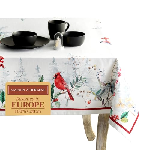 Maison d' Hermine Morzine 100% Baumwolle Tischdecke für Küche | Abendessen | Tischplatte | Dekoration Parteien | Hochzeiten | Thanksgiving/Weihnachten (Rechteck, 140 cm x 180 cm) von Maison d' Hermine