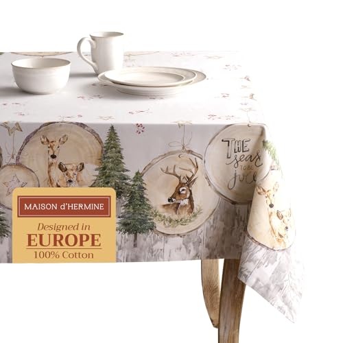 Maison d' Hermine Mountain Life 100% Baumwolle Tischdecke für Küche | Abendessen | Tischplatte | Dekoration Parteien | Hochzeiten | Thanksgiving/Weihnachten (Rechteck, 140cm x 180cm) von Maison d' Hermine