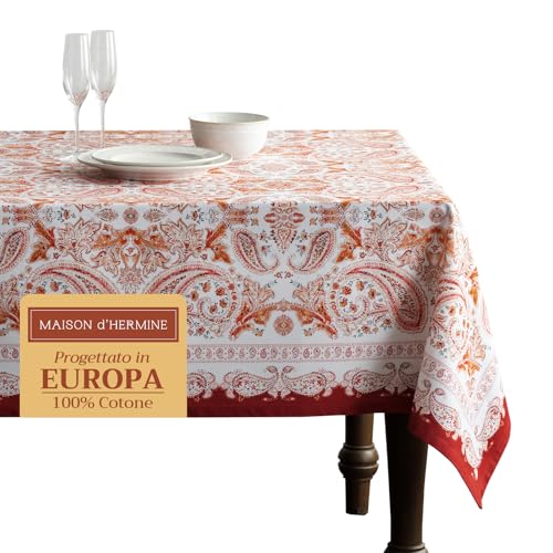 Maison d' Hermine Orient 100% Baumwolle Tischdecke für Küche | Abendessen | Tischplatte | Dekoration Parteien | Hochzeiten | Thanksgiving/Weihnachten (Rechteck, 140cm x 180cm) von Maison d' Hermine