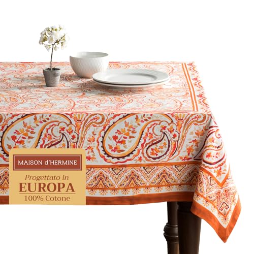 Maison d' Hermine Palatial Paisley 100% Baumwolle Tischdecke für Küche | Abendessen | Tischplatte | Dekoration Parteien | Hochzeiten | Thanksgiving/Weihnachten (Rechteck, 140cm x 180cm) von Maison d' Hermine