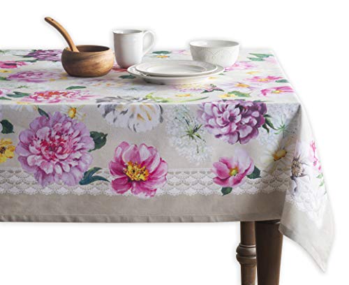 Maison d' Hermine Pivoine 100% Baumwolle Tischdecke für Küche | Abendessen | Tischplatte | Dekoration Parteien | Hochzeiten | Frühling/Sommer (Rechteck, 140 cm x 180 cm) von Maison d' Hermine