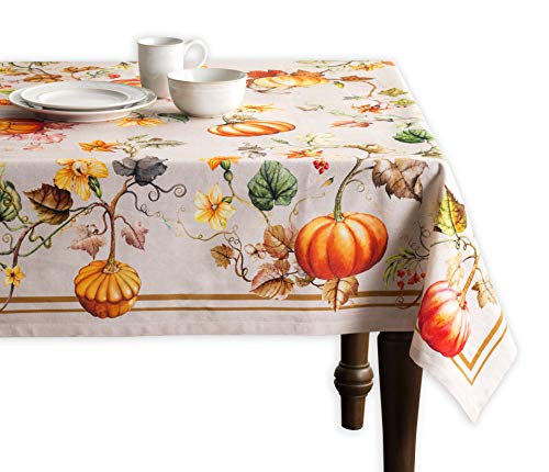 Maison d' Hermine Potiron 100% Baumwolle Tischdecke für Küche | Abendessen | Tischplatte | Dekoration Parteien | Hochzeiten | Thanksgiving/Weihnachten (Rechteck, 160cm x 220cm) von Maison d' Hermine