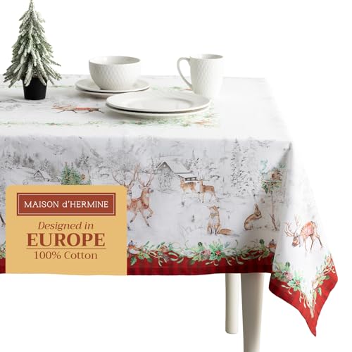 Maison d' Hermine Table Cloths 100% Cotton 60 Inch x 60 Inch Decorative Washable Square Tablecloth Table Cloth, Dining, Kitchen, Christmas Tradition - Thanksgiving/Christmas Maison d' Hermine Table Cloths 100% Cotton 60 Inch x 60 Inch Decorative Washable Square Tablecloth Table Cloth, Dining, Kitchen, Christmas Tradition - Thanksgiving/Christmas von Maison d' Hermine
