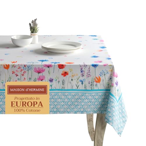 Maison d' Hermine Tischdecke, 100% Baumwolle, 140cm x 180cm dekorative Tischdecke, waschbar, quadratisch, Ostertischdecken für Essen, Buffetpartys und Hochzeiten, Flower In The Field –Frühling/Sommer Maison d' Hermine Tischdecke, 100% Baumwolle, 140cm x 180cm dekorative Tischdecke, waschbar, quadratisch, Ostertischdecken für Essen, Buffetpartys und Hochzeiten, Flower In The Field –Frühling/Sommer von Maison d' Hermine