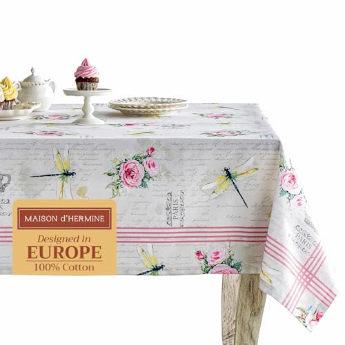 Maison d' Hermine Tischdecke, 100% Baumwolle, 140cm x 180cm dekorative quadratische Ostertischdecken, waschbare Tischdecke für Hochzeit, Restaurant, Buffetparty, Champ De Mars – Frühling/Sommer von Maison d' Hermine