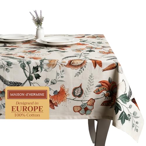 Maison d' Hermine Tischdecke, 100% Baumwolle, 160cm x 220cm dekorative Tischdecke, waschbar, quadratisch, Ostertischdecken für Essen, Hochzeit, Bankett, Buffet, Dalida – Frühling/Sommer von Maison d' Hermine