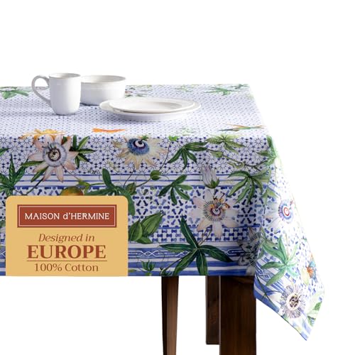 Maison d' Hermine Tischdecke, 100% Baumwolle, 160cm x 220cm dekorative Tischdecke, waschbar, quadratisch, Ostertischdecken für Essen, Hochzeit, Bankett, Buffet, Passiflora – Frühling/Sommer Maison d' Hermine Tischdecke, 100% Baumwolle, 160cm x 220cm dekorative Tischdecke, waschbar, quadratisch, Ostertischdecken für Essen, Hochzeit, Bankett, Buffet, Passiflora – Frühling/Sommer von Maison d' Hermine