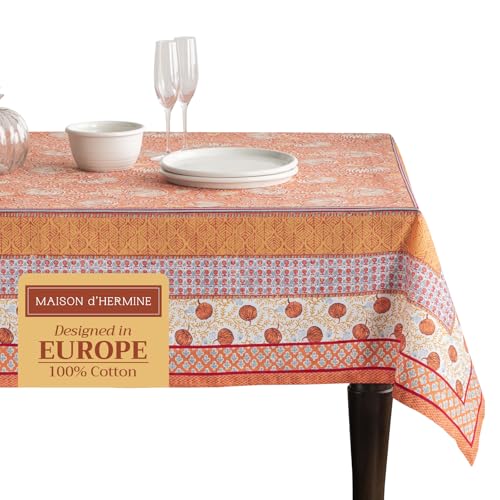 Maison d' Hermine Tischdecke, 100 % Baumwolle, dekorativ, waschbar, quadratisch, Tischtuch für Esszimmer, Küche, Partys und Camping, Erntefest – Thanksgiving/Weihnachten, 140 x 230 cm von Maison d' Hermine