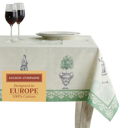 Maison d' Hermine Tischdecke, 100% Baumwolle 140cm x 180cm waschbare, quadratische Tischdecke, dekorative Oster-Tischdecke für Essen, Buffetpartys und Camping, Jardin Du Roy – Frühling/Sommer von Maison d' Hermine
