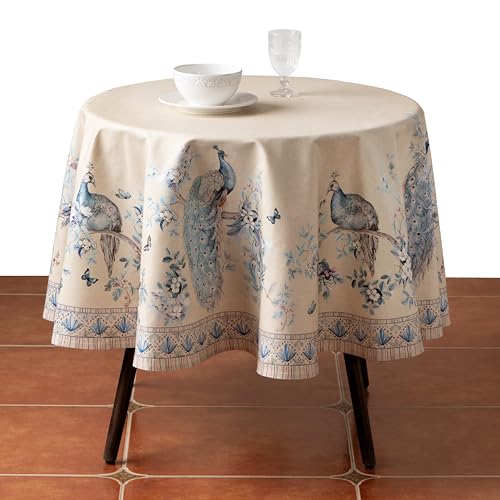 Maison d' Hermine Tischdecke, 100 % gekämmte Baumwolle, hochwertig, dekorativ, 178 cm Durchmesser, runde Tischdecken, waschbar, für Küche, Party, Hochzeit, Restaurant und Camping, Pfau Utopie Maison d' Hermine Tischdecke, 100 % gekämmte Baumwolle, hochwertig, dekorativ, 178 cm Durchmesser, runde Tischdecken, waschbar, für Küche, Party, Hochzeit, Restaurant und Camping, Pfau Utopie von Maison d' Hermine