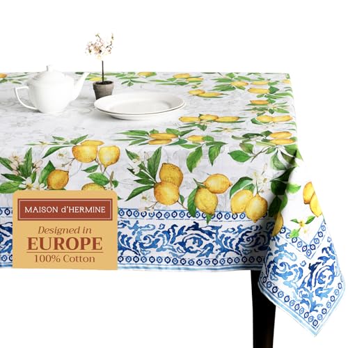 Maison d' Hermine Tischdecke, rechteckig, 100 % Baumwolle, Tischdecke für Esszimmer, Bauernhaus, Zuhause, Hotel, Partys und Hochzeiten, Geschenke für Muttertag, Frühling und Sommer, (Cedrat, 140 x 230 Maison d' Hermine Tischdecke, rechteckig, 100 % Baumwolle, Tischdecke für Esszimmer, Bauernhaus, Zuhause, Hotel, Partys und Hochzeiten, Geschenke für Muttertag, Frühling und Sommer, (Cedrat, 140 x 230 von Maison d' Hermine
