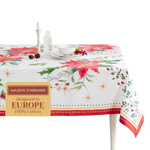 Maison d' Hermine Tischdecke, rechteckig, 100 % Baumwolle, wiederverwendbar, dekorativ, für den täglichen Gebrauch, für Esszimmer, Bauernhaus, Zuhause, Party, Festlich und Hochzeit, Weihnachtsstern Maison d' Hermine Tischdecke, rechteckig, 100 % Baumwolle, wiederverwendbar, dekorativ, für den täglichen Gebrauch, für Esszimmer, Bauernhaus, Zuhause, Party, Festlich und Hochzeit, Weihnachtsstern von Maison d' Hermine