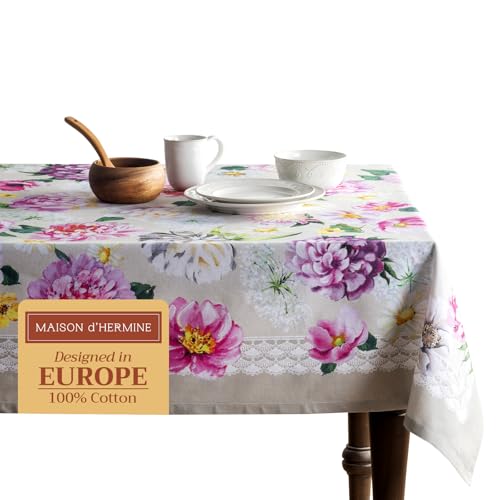 Maison d'Hermine Tischdecke 160cm x 220cm 100% Baumwolle, dekorative, waschbare, quadratische Tischplatte, Ostertischdecken für Küche, Hochzeit, Restaurant, Pivoine – Frühling/Sommer Maison d'Hermine Tischdecke 160cm x 220cm 100% Baumwolle, dekorative, waschbare, quadratische Tischplatte, Ostertischdecken für Küche, Hochzeit, Restaurant, Pivoine – Frühling/Sommer von Maison d' Hermine