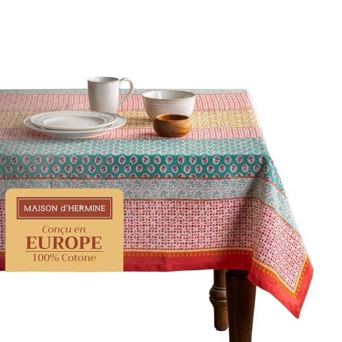Maison d' Hermine Tischdecke 160cm x 220cm 100% Baumwolle, dekorative, waschbare, quadratische Tischplatte, Ostertischdecken für Küche, Hochzeit, Restaurant, Provence – Frühling/Sommer von Maison d' Hermine