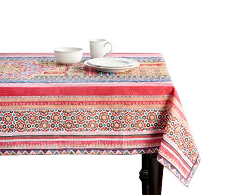 Maison d' Hermine Tischdecken, 100% Baumwolle, 160cm x 220cm dekorative quadratische Tischdecke, waschbare Tischdecke für Muttertagsgeschenke, Feiertagsessen, Hochzeit, Ispahan – Frühling/Sommer von Maison d' Hermine