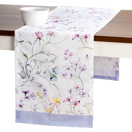 Maison d' Hermine Tischläufer, 100% Baumwolle, dekorative, waschbare Ostertischdecke für Zuhause, Küche, Esszimmer, Cocktailpartys und Camping - Summer Floral – Frühling/Sommer (50cm x 150cm) von Maison d' Hermine
