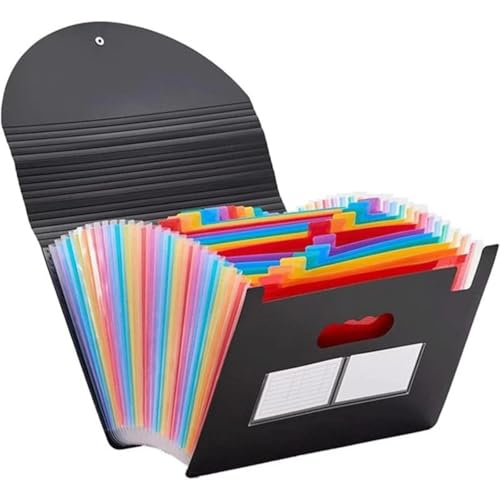 Maitawa Dokumentenmappe A4 – Fächermappe mit Schnurverschluss, 13/25/37 Fächer, bis zu 5000 Blatt, PP-Kunststoff, schwarz (33x24x24 cm) von Maitawa