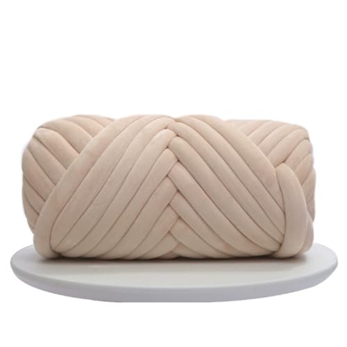 Maitawa Super Chunky Häkelwolle & Strickgarn (1000g) – Extra dickes Polyester-Garn für Decken, Katzenbetten & Wohnaccessoires Beige von Maitawa