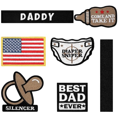 Maiteenly Taktische Flicken mit Klettverschluss für Papa, inklusive Schnuller, Flasche und Flagge für Hüte, Mäntel, Wickeltaschen, 6 Stück (bezaubernder Papa, braun) Maiteenly Taktische Flicken mit Klettverschluss für Papa, inklusive Schnuller, Flasche und Flagge für Hüte, Mäntel, Wickeltaschen, 6 Stück (bezaubernder Papa, braun) von Maiteenly