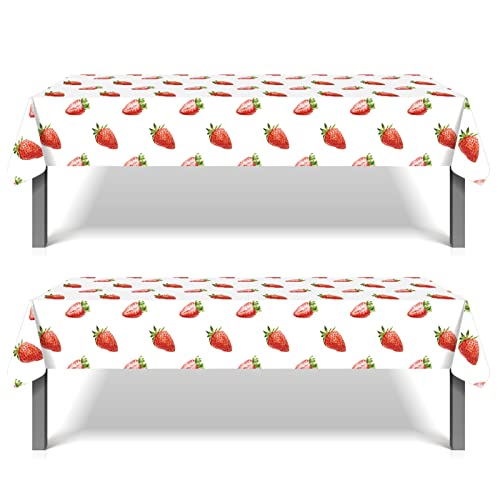 2 Stück Erdbeer-Tischdecke, Partyzubehör, Erdbeer-Tischdecken für eine Beeren-Süßes Mädchen, Geburtstagsdekoration, Erdbeer-Mottoparty-Zubehör von MaitianGuyou