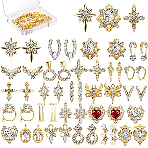 48 Stücke 3D Glänzenr Nagel Strass Luxus Nagelkunst Dekoration Diamanten Metall Schmuck Schönheit Design Charm Gold Herz Edelsteine Kristalle, 24 Stile 48 Stücke 3D Glänzenr Nagel Strass Luxus Nagelkunst Dekoration Diamanten Metall Schmuck Schönheit Design Charm Gold Herz Edelsteine Kristalle, 24 Stile von Maitys