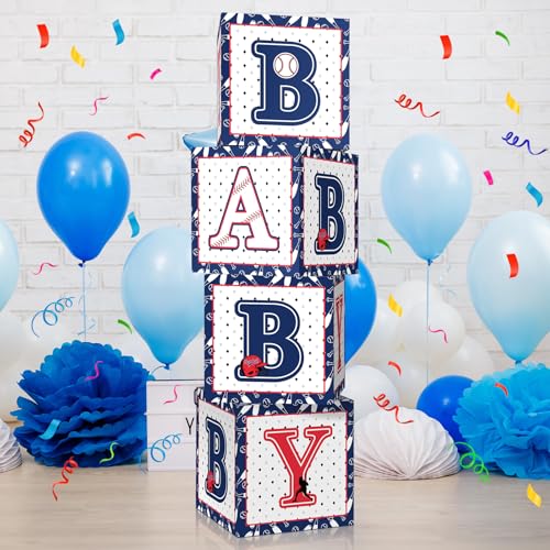 Maitys 4 Stück Baseball-Babyboxen mit Buchstaben für Babyparty-Dekorationen, Babyparty-Blöcke, Baby-Ballonbox, Baseball-Mottoparty-Zubehör für Jungen und Mädchen, Geschlecht offenbarung, Geburtstagsfoto-Hintergrund, Geschenk Maitys 4 Stück Baseball-Babyboxen mit Buchstaben für Babyparty-Dekorationen, Babyparty-Blöcke, Baby-Ballonbox, Baseball-Mottoparty-Zubehör für Jungen und Mädchen, Geschlecht offenbarung, Geburtstagsfoto-Hintergrund, Geschenk von Maitys