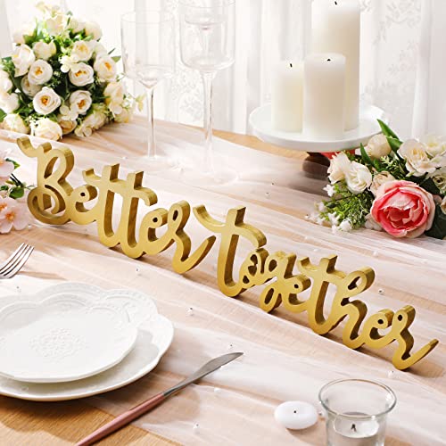 Maitys Better Together Hochzeitstischdekoration Holzbuchstabe Better Together Schild Hochzeitsdekorationen für Empfang, stehendes Holz, Party, Geschenk (Gold) von Maitys