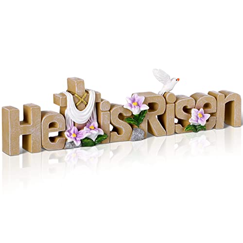 Maitys Tischdekoration, christliches Kunstharzschild, Motiv: He is Risen, Kreuz, Taubenblumen, Ostern, Tischdekoration, Tafelaufsätze, Dekorationen für Zuhause, Esszimmer, Frühling (natürlich) Maitys Tischdekoration, christliches Kunstharzschild, Motiv: He is Risen, Kreuz, Taubenblumen, Ostern, Tischdekoration, Tafelaufsätze, Dekorationen für Zuhause, Esszimmer, Frühling (natürlich) von Maitys