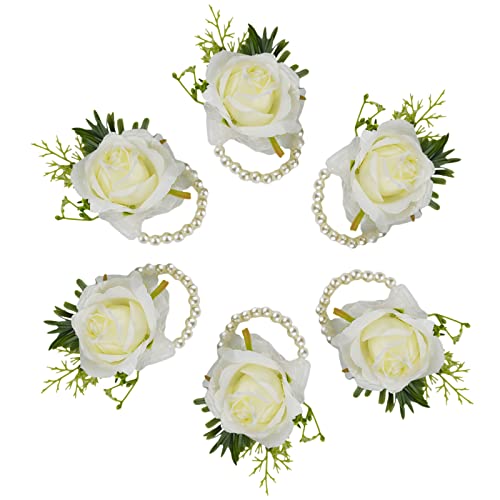 Maizoon Blume für Hochzeit, Braut, Brautjungfer, Handgelenk, Blume, handgefertigt, 6 Stück von Maizoon