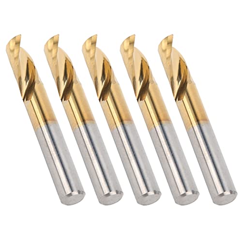 Majatou Spiralfräser Titanbeschichteter Fräser, 5-teiliger Schaftfräser Ti-plattierter 1-schneidiger CNC-Spiralfräser Hochgeschwindigkeitsstahlfräser 6 x 12 x 45 mm von Majatou
