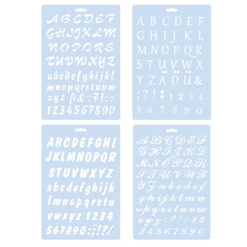4 Stück Buchstaben Schablonen Set, Wiederverwendbare Buchstaben Schablone Schablonen Kunststoff Letter Templates Stencil für DIY Handwerk Tagebuch Fotoalbum Scrapbook Zeitplan Buch Kunst Projekte 4 Stück Buchstaben Schablonen Set, Wiederverwendbare Buchstaben Schablone Schablonen Kunststoff Letter Templates Stencil für DIY Handwerk Tagebuch Fotoalbum Scrapbook Zeitplan Buch Kunst Projekte von Majen