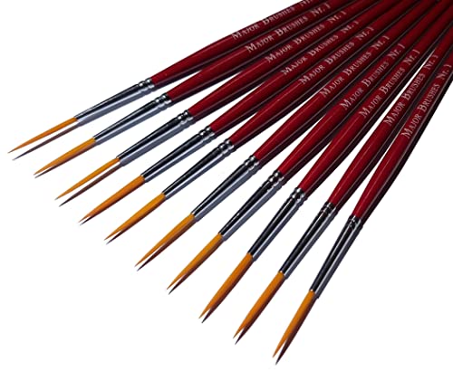Major Brushes Synthetische Rigger-Pinsel Pinselset, Größe 1, 10 Stück Major Brushes Synthetische Rigger-Pinsel Pinselset, Größe 1, 10 Stück von Major Brushes