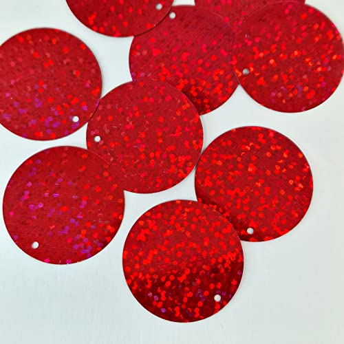 MajorCrafts 30 mm, 25 g, 110 Stück, holografische große, runde PVC-Pailletten (rot) von Majorcrafts