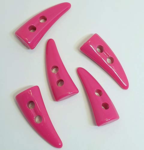MajorCrafts® Knöpfe, Horn-/Zahnform, 2 Löcher, zum Nähen, Acryl, Knöpfe, 31 mm, Pink, 15 Stück von Majorcrafts