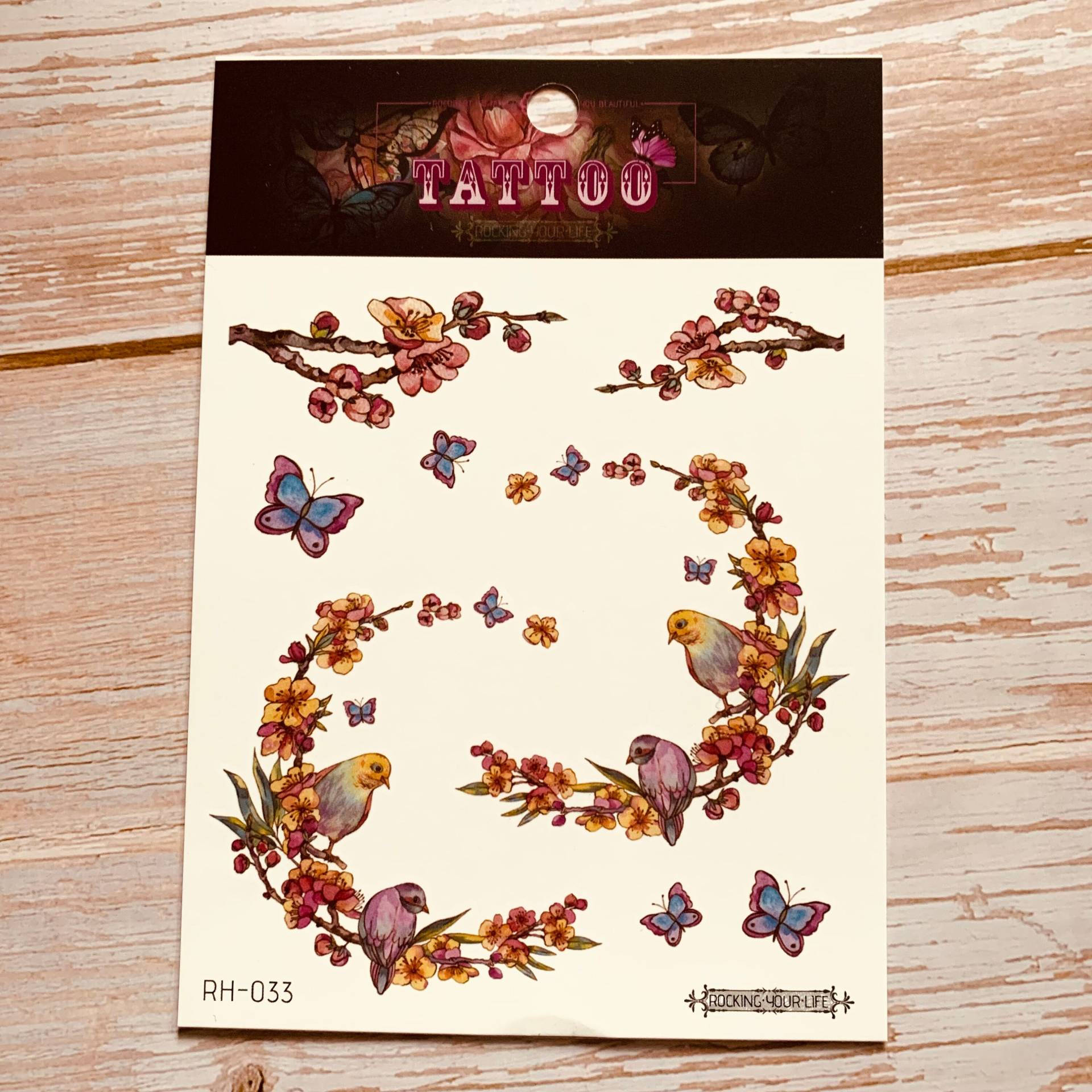 Temporäre Tattoo Sticker | Blume Vogel Schmetterling von MakanaForKids