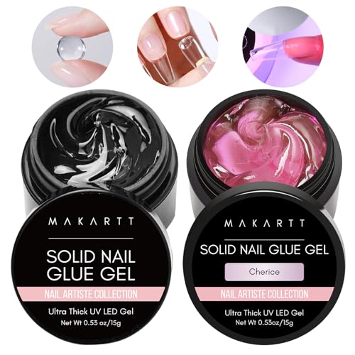 Makartt Fester Gel Nagelkleber - 15ml Nail Glue Gel für Kunstnägel Extra Stark Nageltips Solid Nagel Kleber UV Antihaft-Hände, Clear und Cherice Makartt Fester Gel Nagelkleber - 15ml Nail Glue Gel für Kunstnägel Extra Stark Nageltips Solid Nagel Kleber UV Antihaft-Hände, Clear und Cherice von Makartt