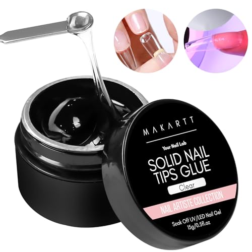 Makartt Fester Gel Nagelkleber Klar - 15ml Nail Glue Gel für Kunstnägel Extra Stark Nageltips Solid Nagel Kleber UV Antihaft-Hände, Clear von Makartt