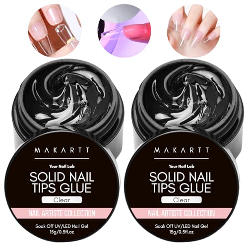 Makartt Fester Gel Nagelkleber Klar - 2 Stück 15ml Nail Glue Gel für Kunstnägel Extra Stark Nageltips Solid Nagel Kleber UV Antihaft-Hände, Clear Makartt Fester Gel Nagelkleber Klar - 2 Stück 15ml Nail Glue Gel für Kunstnägel Extra Stark Nageltips Solid Nagel Kleber UV Antihaft-Hände, Clear von Makartt